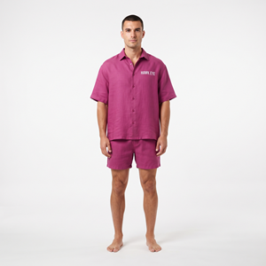 Conjunto de Camisa y Pantalones Cortos para Hombre, Corte Holgado, Ropa de Verano a Juego, Camisa de Manga Corta con Botones, Estilo Veraniego - Product Image 5