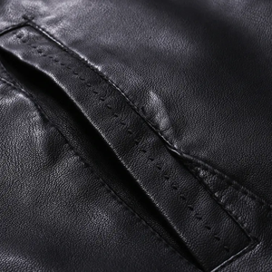 High Quality Men's <b>Casual</b> Leather <b>Jacket</b> Stylish Fit Stand Collar Soft Genuine Leather Canvas Digital Printed Cow Skin - Product Image 6