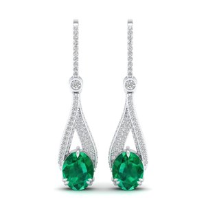 REYES Precio de Fábrica al por Mayor, Pendientes Huggie de Oro de 14K con Diamantes Certificados IGI, Corte Redondo, Gema Esmeralda de 4.84ct, Joyería Colgante - Product Image 2
