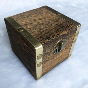 Vintage Wooden <b>Watch</b> Box Square Jewelry <b>Case</b> with Metal Lock Lid Eco Friendly Gift Packaging - Product Image 3