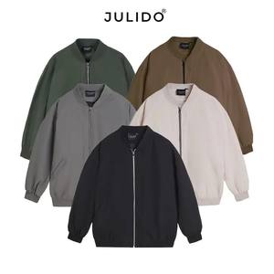 Fashionable Spring Canvas Jacket Lightweight <b>Red</b> Varsity Letterman Baseball Collar <b>Windbreaker</b> - Product Image 3