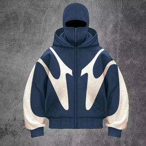 Sweat à capuche personnalisé pour homme avec fermeture éclair et strass, style streetwear, fournisseur de sweats à capuche basiques personnalisés avec strass - Product Image 1