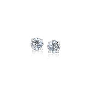 Orecchini a Perno in Oro Bianco 14k con Moissanite, Zirconia Cubica Bianca Sfaccettata da 3mm, Eleganti Orecchini per Donne - Product Image 1