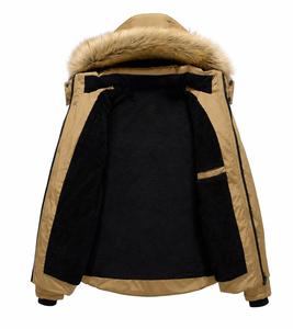 Blouson matelassé à capuche pour homme, coupe droite, couleur unie, rembourrage polyester, imperméable, coupe-vent, décontracté, pour l'hiver, fermeture éclair - Product Image 2