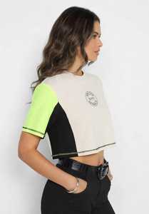 Débardeurs à col rond pour femmes, color block, manches courtes, respirants, 100% coton, sportifs - Product Image 3