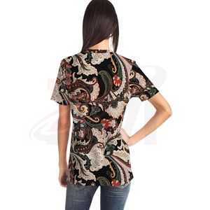 Camiseta de Manga Corta con Cuello Redondo y Estampado Paisley para Mujer, Corte Regular, Estilo Casual, para Todas las Temporadas, 100% Poliéster, Tejido de Tela - Product Image 2