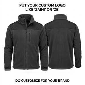 240 GSM Premium Polar Fleece <b>Puller</b> Jacket Black Contrast Shoulder Panels Custom Logo OEM ODM Print Waterproof Breathable Stand - Product Image 1