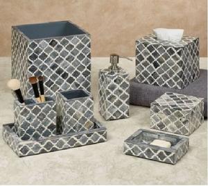 Juego de Baño Estilo Marroquí con Incrustaciones de MOP y Resina, 5 Piezas, Personalizado para el Hogar, Dispensador de Jabón, Portacepillos de Dientes, al Mejor Precio - Product Image 1