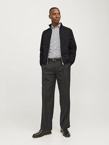 Trex Export Men's Black Bomber <b>Jacket</b> Stand Collar Zipper Closure Windproof <b>Smart</b> Casual Regular Fit Polyester Material Autumn W - Product Image 2