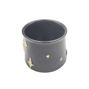 Vente en gros de tasses en céramique gris foncé personnalisées avec étoile dorée en relief 3D et poignée dorée - Product Image 3
