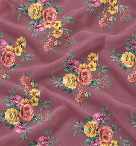 Tela de Chifón Puro con Diseño de Rosas Vintage, Estampado Digital Floral, Tela Textil de Lujo para el Hogar - Product Image 5