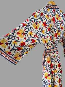 Floral Cotton Kimono <b>Robe</b> With Stripe Belt For Women Spa Dressing Gown Bulk Order Hotel Resort Boutique <b>Bridesmaid</b> - Product Image 2