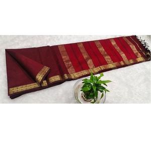 Sari en coton et soie Maheshwari Garbh Reshmi, élégant, tissé à la main, design traditionnel, drapé, pour femmes, pour mariage et occasions festives - Product Image 3