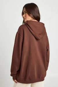 Sweat à capuche oversize pour femme, style décontracté d'hiver, lourd, 100% coton molletonné, broderie sur le devant, pull ample - Product Image 2