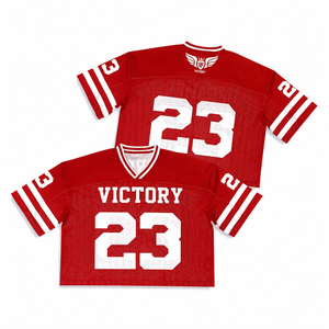 Jersey de Fútbol Americano Rojo Personalizado para Mujer, Top Corto de Malla Transpirable, Uniforme Deportivo con Nombre y Número Sublimados, Ropa de Equipo OEM - Product Image 1