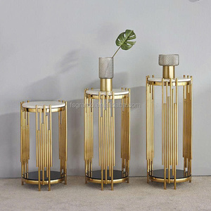 Luxury Gold 304 Stainless Steel Decorative <b>Side</b> <b>Table</b> <b>Set</b>, Modern Metal Pedestal Stand for Living Room Hotel Decor - Product Image 4