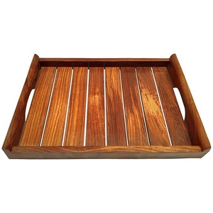 Custom <b>Rustic</b> Acacia Wooden Serving Tray Set with Handles - Decorative Large Rectangular Wood Platters for <b>Coffee</b> <b>Table</b> - Product Image 6