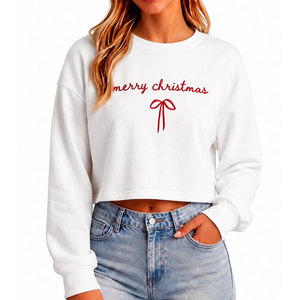 Vêtements de fête personnalisés avec des couleurs saisonnières et un matériau léger pour un style au quotidien, crop top de Noël - Product Image 1