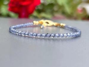 Pulsera de Iolita con Cuentas Delicadas de Plata de Ley 925, Cristal Natural Morado, Hecha a Mano, Regalo de Aniversario de Lujo para Mujer - Product Image 3