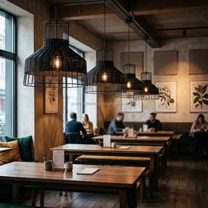 โคมไฟแขวนเพดานหวายสานมือ AG Elements โครงโลหะ |   ดีไซน์การทอแบบธรรมชาติ |   การตกแต่งบ้านสไตล์โบโฮสมัยใหม่สำหรับงานแต่งงานในเทศกาลดีวาลี - Product Image 5