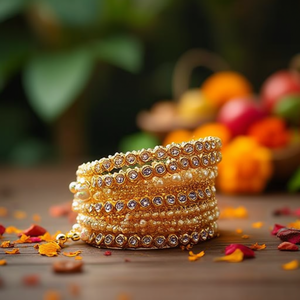 Pearl and Kundan Meenakari <b>Bangles</b> <b>Set</b>-Designer Glam Finish - Product Image 3
