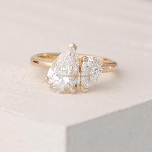 IGI/GIA Lab Grown Vintage 14k or blanc mariage/bague de fiançailles diamant taille unisexe pour cadeau de fête d'anniversaire diamant coupe poire - Product Image 1