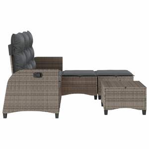 Set Divano da Giardino in Rattan PE Grigio con Braccioli Regolabili Grandi, Arredamento da Esterno - Product Image 5