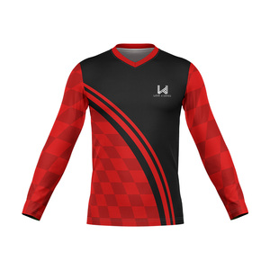 T-shirt à manches longues col en V personnalisé, tricoté, imprimé par sublimation, séchage rapide, écologique, coupe classique, respirant, décontracté, pour le sport - Product Image 2