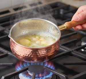Handmade Copper Sauce <b>Pan</b> With Wooden Handle Stainless Steel Lined Vintage Design For Kitchen Use Camping <b>And</b> Gas Use - Product Image 6