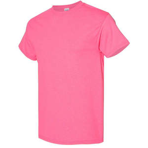 T-shirt décontracté pour homme, rose vif, coupe classique, 100 % coton, col rond, été, basique, personnalisable, séchage rapide, manches courtes - Product Image 4
