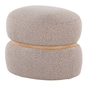 Pouf Ottoman Contemporaneo Cinch in Tessuto Beige e Legno Naturale, Sgabelli e Pouf Moderni - Product Image 3