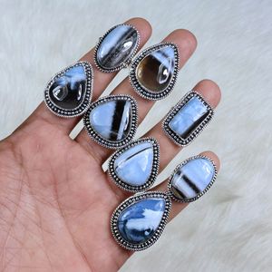 Increíble anillo de piedras preciosas de ópalo azul, anillo Chapado en plata, joyería al por mayor, anillo de dijes de diseñador para mujeres y niñas - Product Image 6