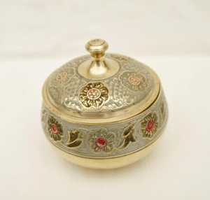 High Quality Brass Masala <b>Box</b> with Lid Spice Storage Organizer - Product Image 5
