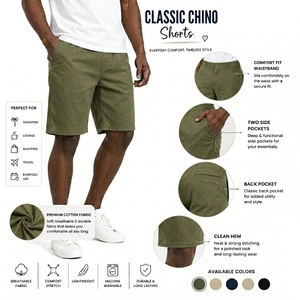 Pantalones Cortos Clásicos de Algodón, Cómodos, Ligeros, Estilo Moderno para Uso Diario - Product Image 6