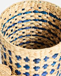 Cesta de lavandería tejida natural y azul, cesta de almacenamiento hecha a mano, venta al por mayor, ecológica, hecha en Vietnam - Product Image 5