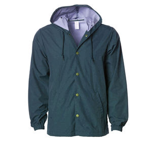 Chaqueta Impermeable con Capucha Unisex Verde Oliva con Botones Morados, Abrigo de Poliéster Resistente al Agua para Adultos, Ropa de Exterior para Todas las Estaciones - Product Image 2