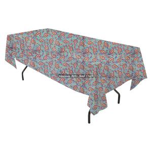 Nappe rectangulaire sur mesure, imprimée à la main, motif floral bohème, extra large, pour décoration de table à manger, cadeaux pour la maison - Product Image 1
