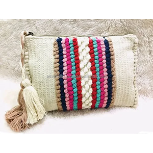 Pochette de mode bohème écologique sac à bandoulière confortable nouveau sac à main de plage ethnique gland avec multi daignes et couleurs - Product Image 4