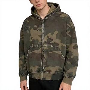 Sweat-shirt à capuche camouflage pour homme, coupe classique, 100% coton, tissu éponge français respirant, style décontracté pour l'automne - Product Image 1