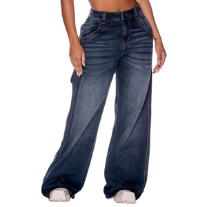 Nuevo Diseño, Pantalones Vaqueros 100% Algodón, Ropa de Moda para Mujer, Jeans Azules Lavados, Pantalones Acampanados para Mujer, Logotipo Personalizado - Product Image 4