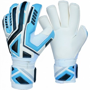 Gants de gardien de but de football blancs à doigts entiers avec sangle de poignet réglable, antidérapants, respirants, en cuir PU, unisexe - Product Image 5