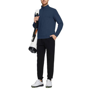 OEM Men's Navy Blue Quarter <b>Zip</b> Cotton Polyester Fleece Casual Pullover Regular Fit Stand Collar Long Sleeve Sweatshirt QUBA - Product Image 4