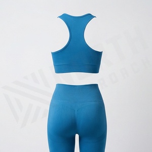 Ensemble de yoga cinq pièces pour femme, haut et bas, personnalisable avec logo, tenue de sport, vêtements d'exercice, vêtements de sport - Product Image 2