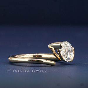 Bague en or 14 carats de haute qualité avec diamant synthétique cultivé en laboratoire pour femme, élégante bague de fiançailles et de mariage, bijou raffiné, cadeau pour elle - Product Image 2