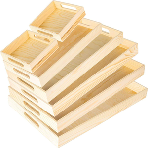 Plateaux de rangement en bois de pin poli de haute qualité, personnalisables, pour cuisine moderne, vaisselle, salon, usage domestique, à un seul niveau, vente en gros - Product Image 2