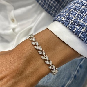 Best Seller Moissanite Marquise Rhodium Plated <b>Solid</b> <b>Silver</b> Wrap <b>Bracelet</b> Modern High End Luxury Fashion From Gujarat India - Product Image 1