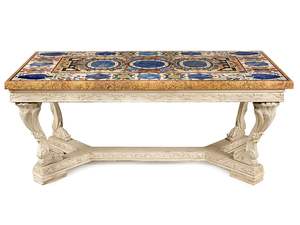 Plateau de table en marbre et pierres précieuses de qualité supérieure Pietra Dura - Product Image 2