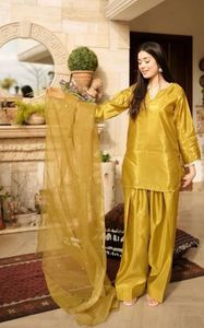 Farshi Shalwar, robe de mariage traditionnelle pakistanaise pour femmes, mode ethnique culturelle, Salwar Kameez en crêpe de soie, livraison rapide - Product Image 5