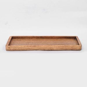 Rustic mango wood rectangular serving <b>tray</b> for kitchen dining table serving <b>snacks</b> beverages decorative home organization - Product Image 5