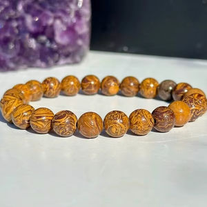 Pulsera de cuentas de cristal de jaspe de calidad premium Feng Shui, hecha a mano, para hombre y mujer, piedra curativa natural, elástica, en oferta. - Product Image 1